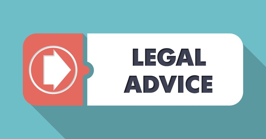 Legal Advice on Blue in Flat Design with Long Shadows.