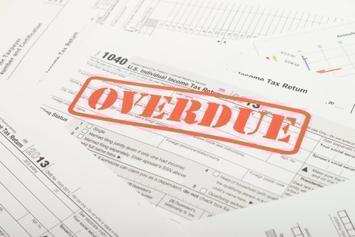 Close up of overdue notice from IRS