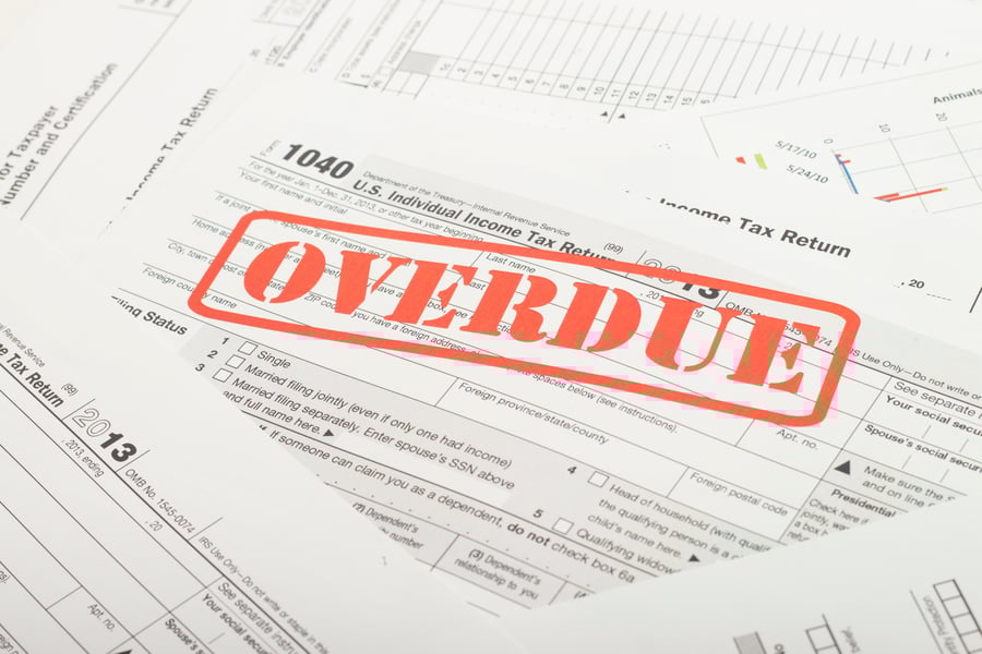 Close up of overdue notice from IRS