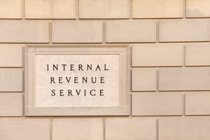 Sign on IRS headquarter building