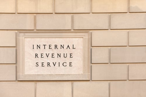 Sign on IRS headquarter building
