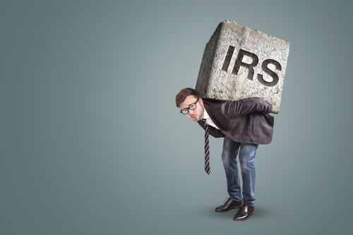 IRS weight on a man's back